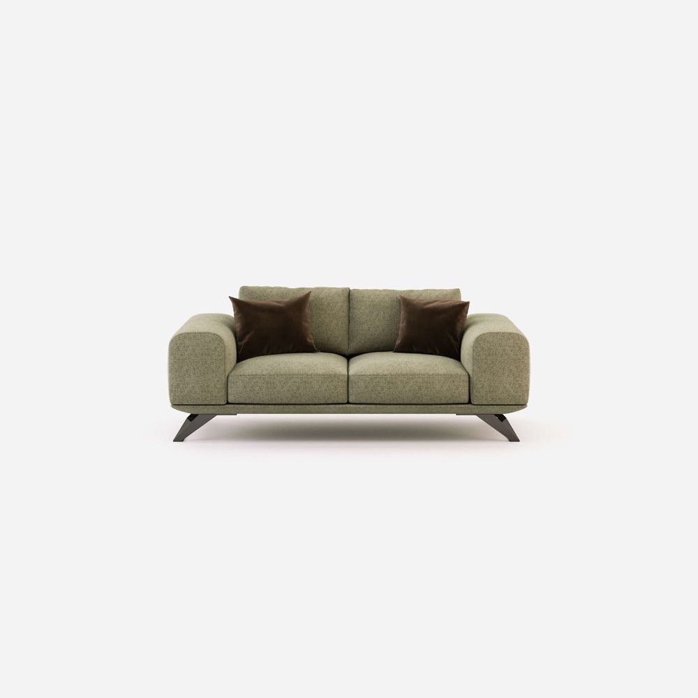 Green linen, contemporary style, 2 seater sofa 