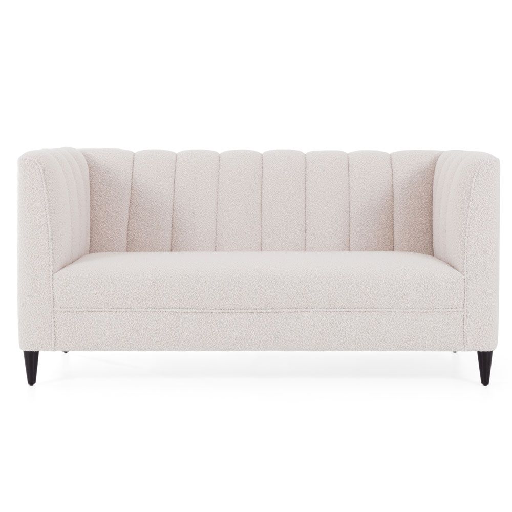 Deep fluted sofa in boucle with black legs