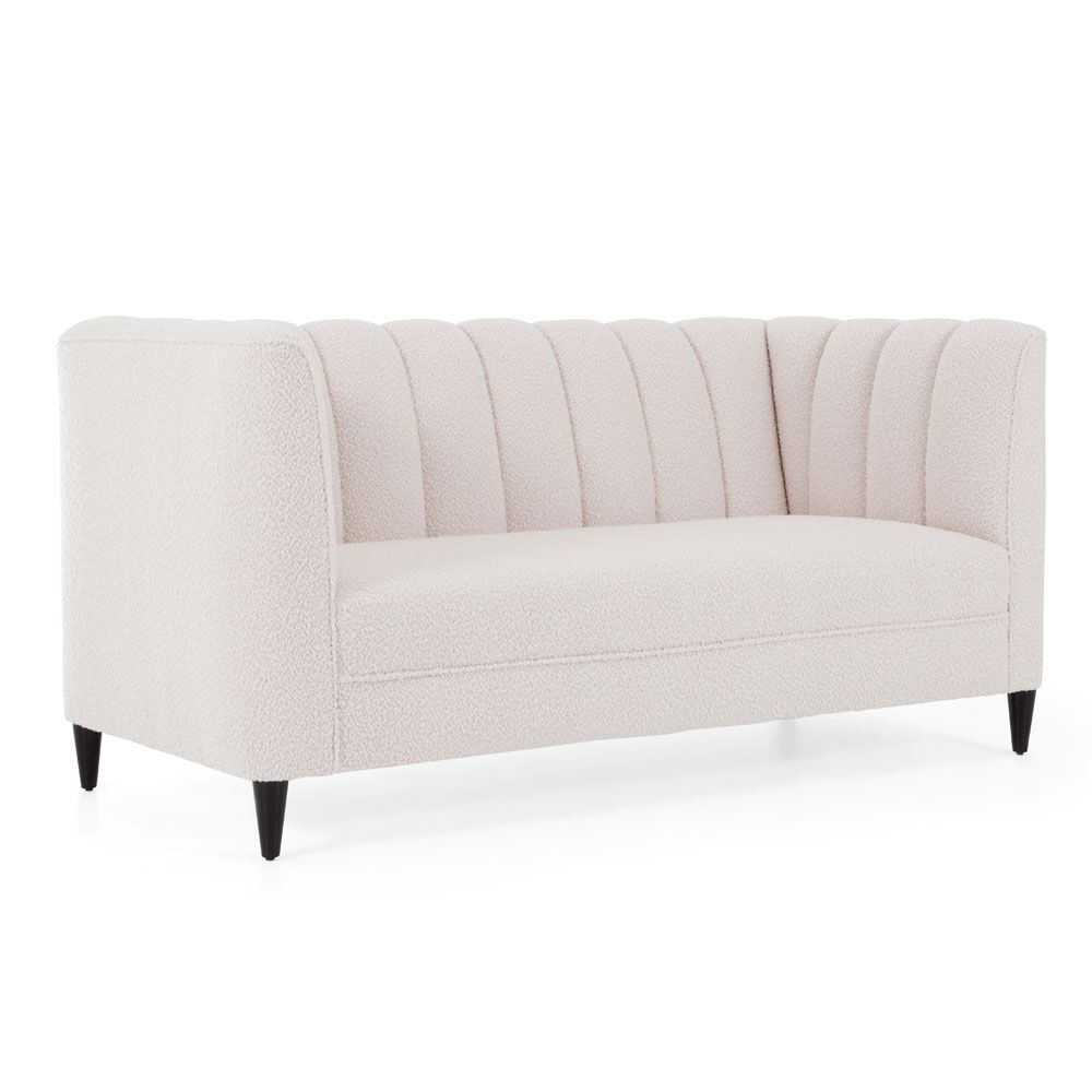 Deep fluted sofa in boucle with black legs