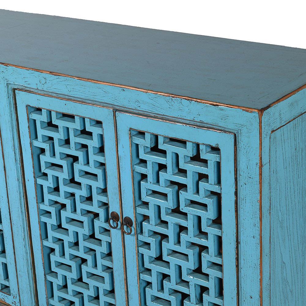 Shabby chic blue sideboard with lattice detailing