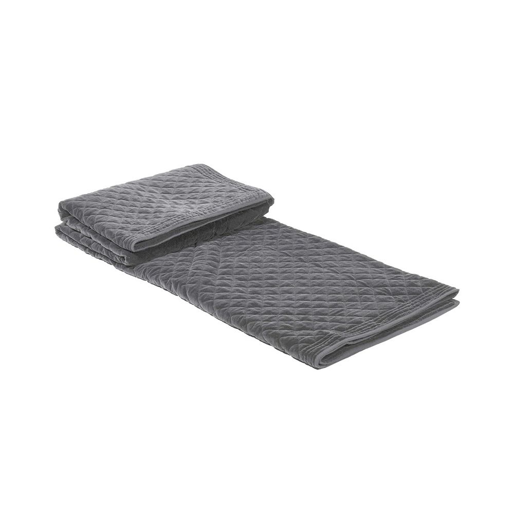 A comfortable and cosy grey velvet bedspread