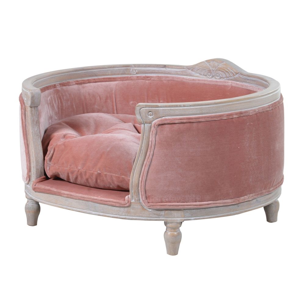 Luxury pink velvet french style dog bed