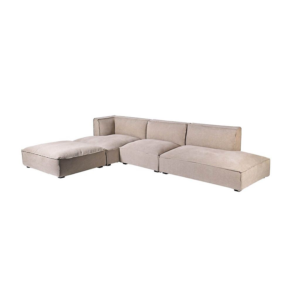 Sumptuously cosy sectional sofa in beige upholstery