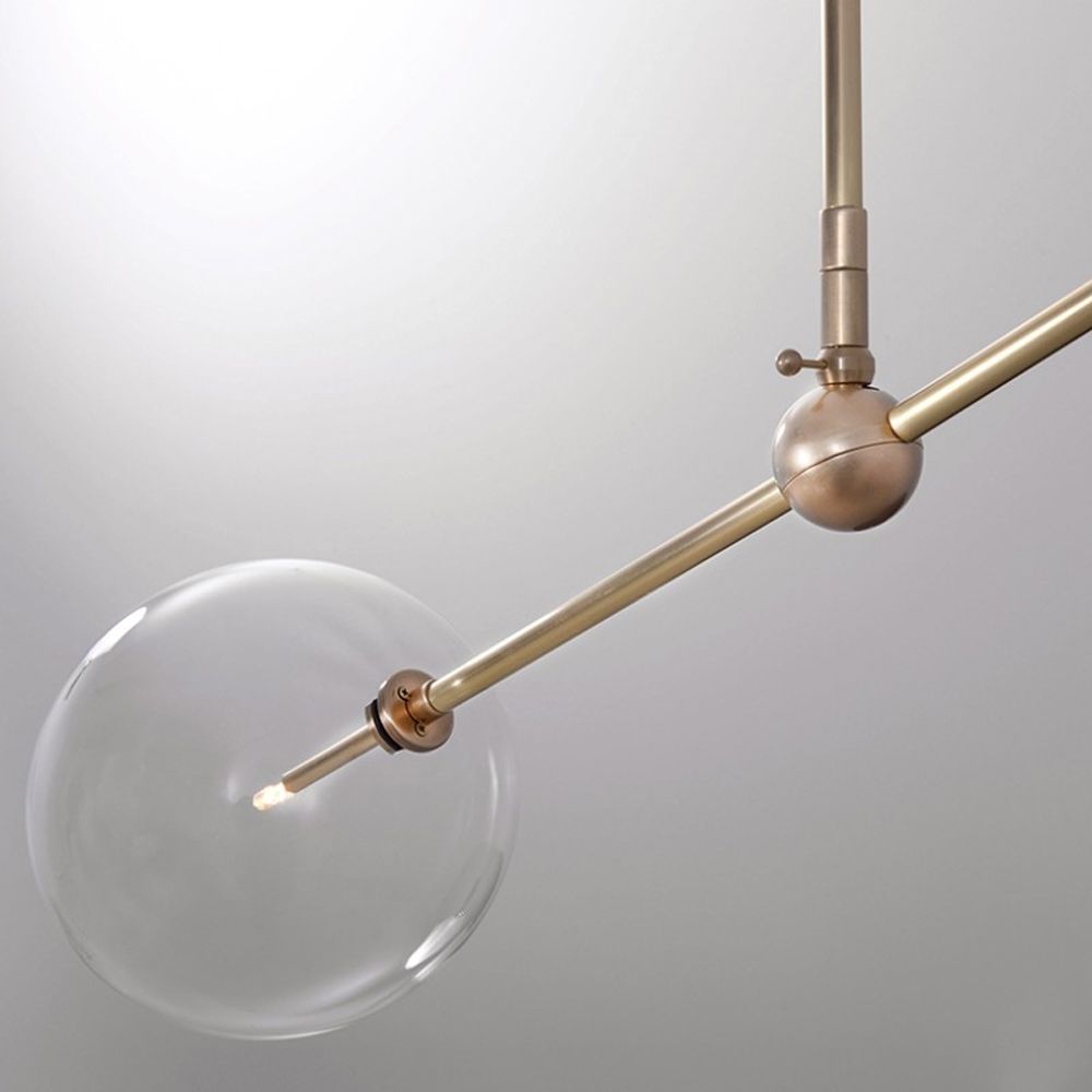 Industrial natural brass finish ceiling light with clear glass globe lampshade