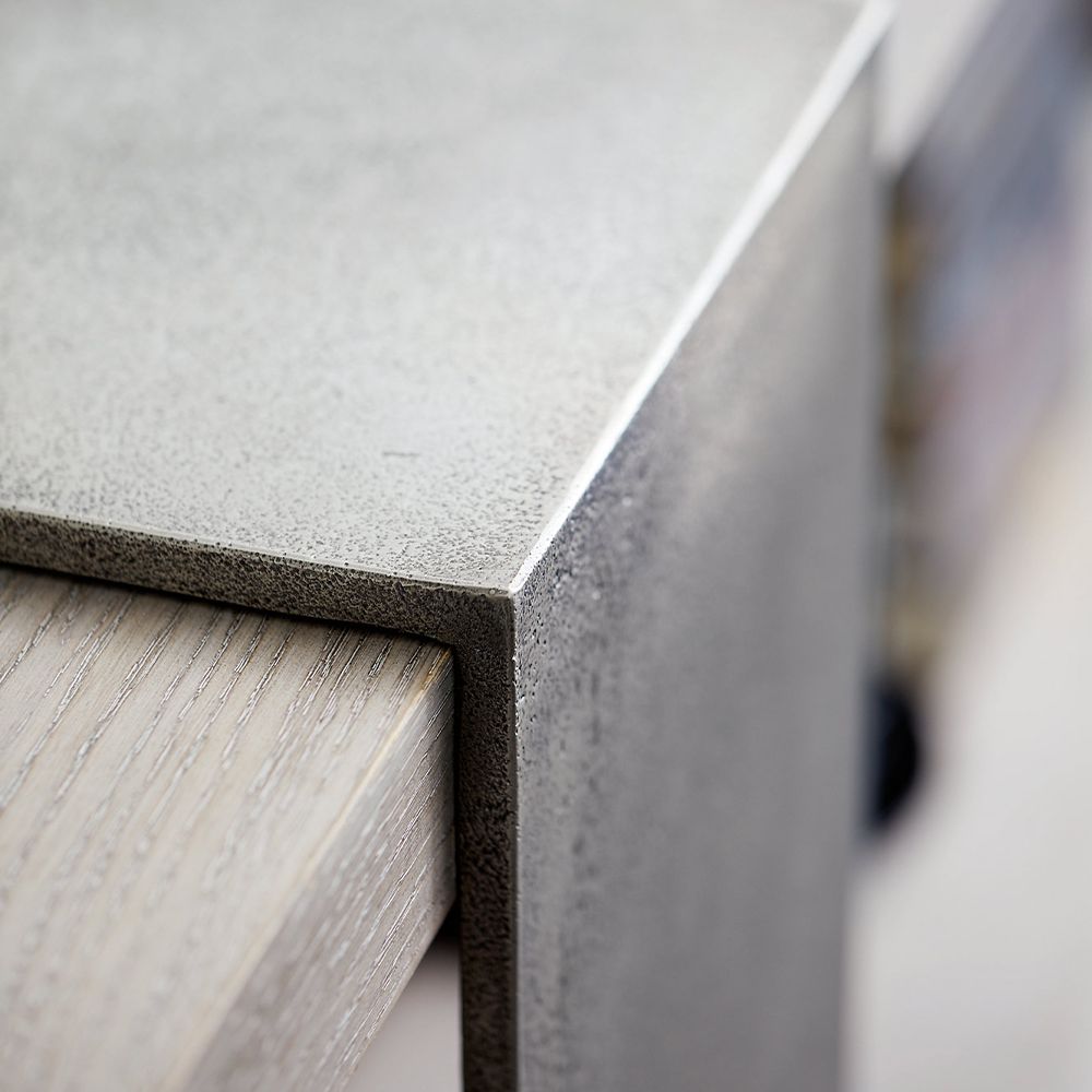 A luxurious console table by Bernhardt with a unique design and open display space 