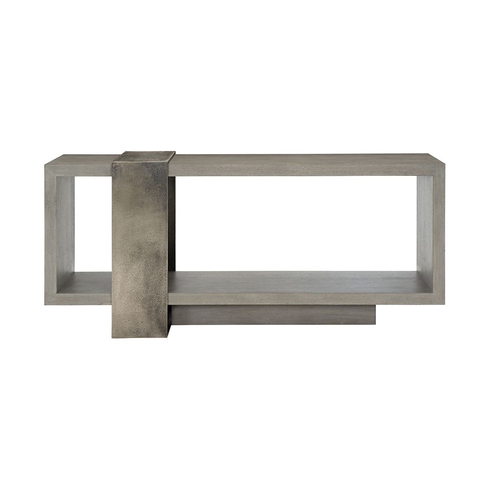 A luxurious console table by Bernhardt with a unique design and open display space 