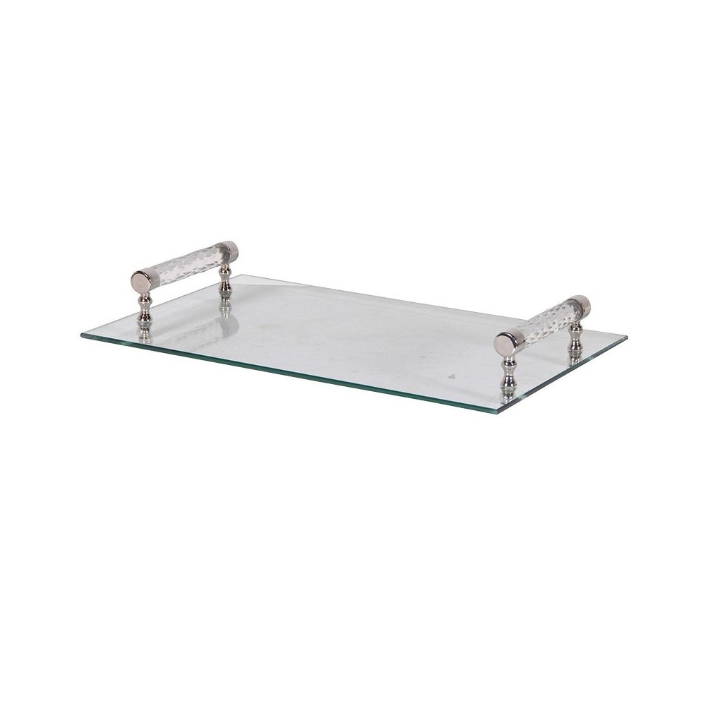 Elegant glass tray with crystal handles