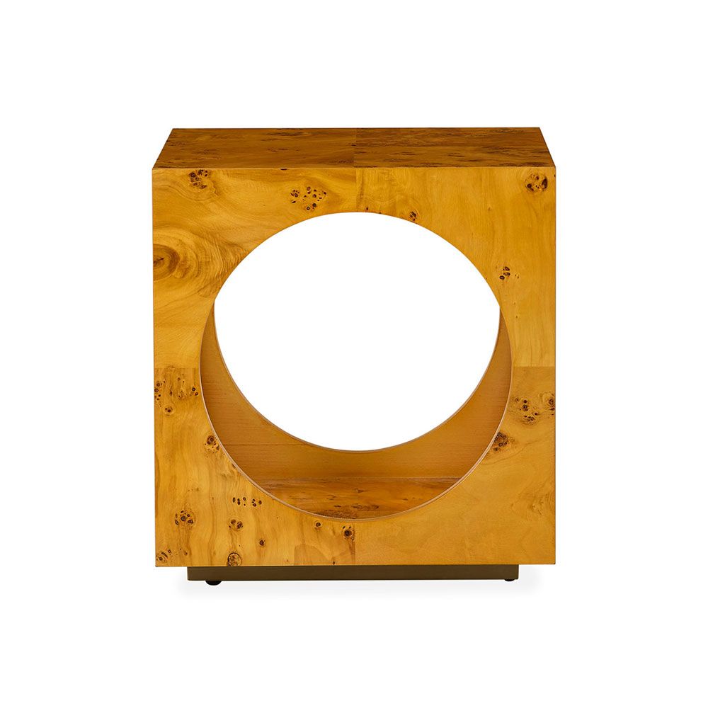 Tasteful and stylish accent table with large circle cut out details 