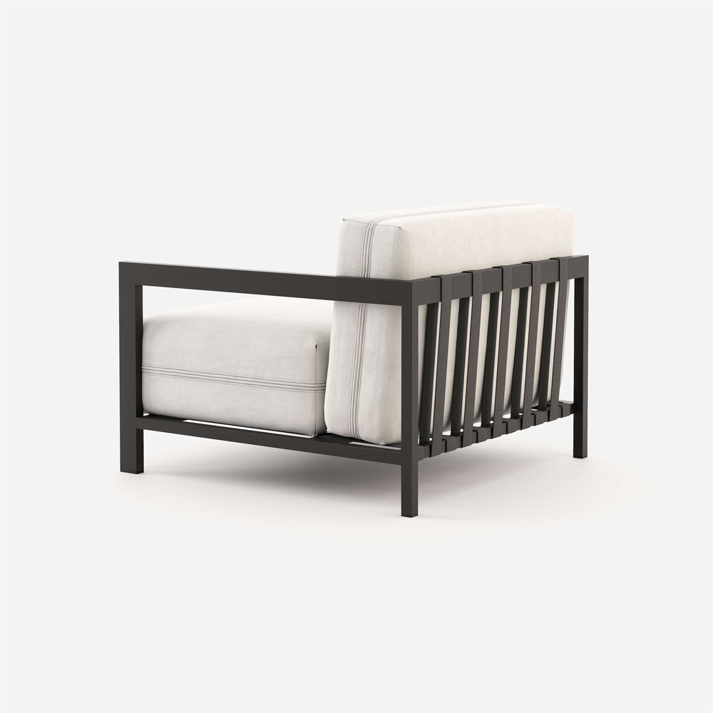 White, modular, right-hand facing armrest seating with dark frame