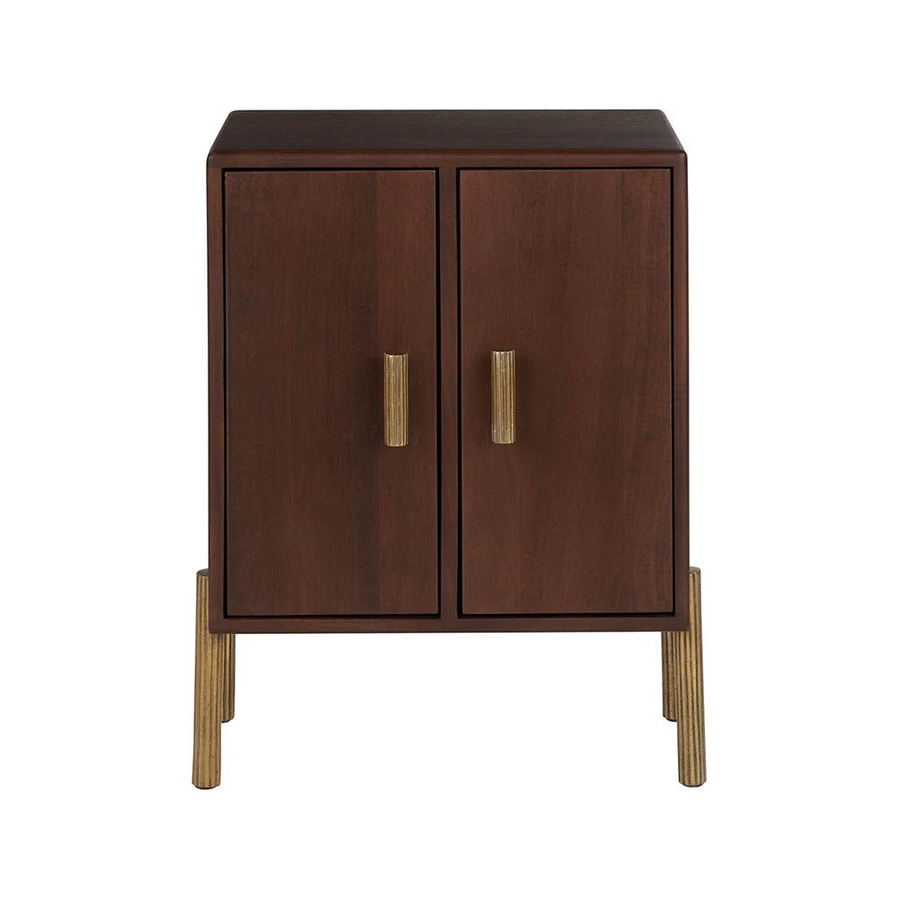 Gorgeous two-door bedside table with brass pulls