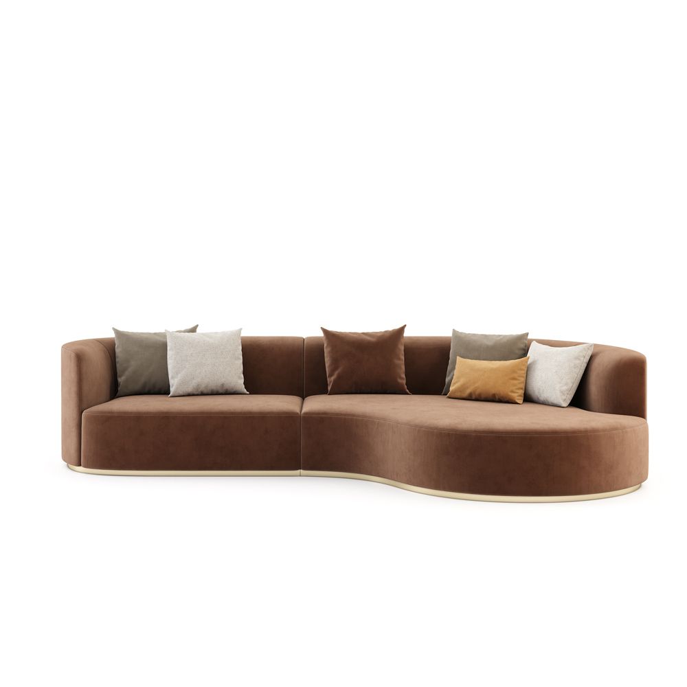 Luxurious Domkapa brown velvet curved sofa