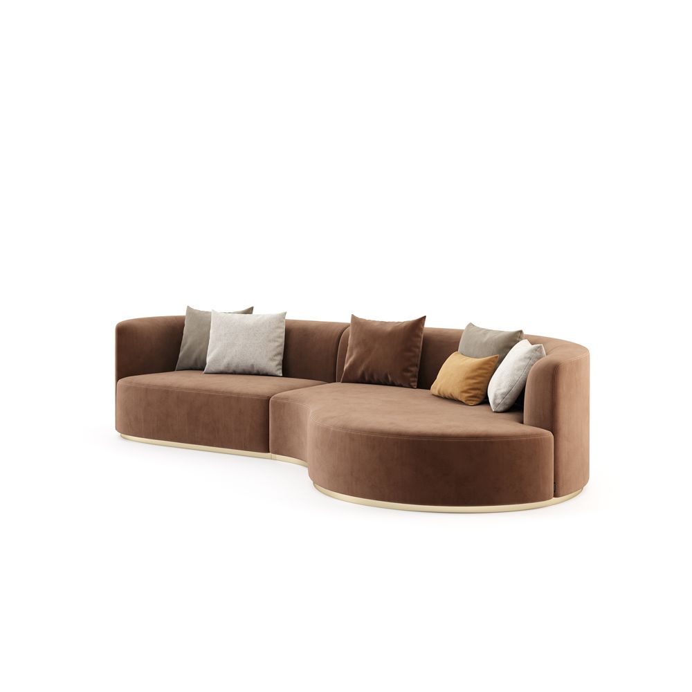 Luxurious Domkapa brown velvet curved sofa