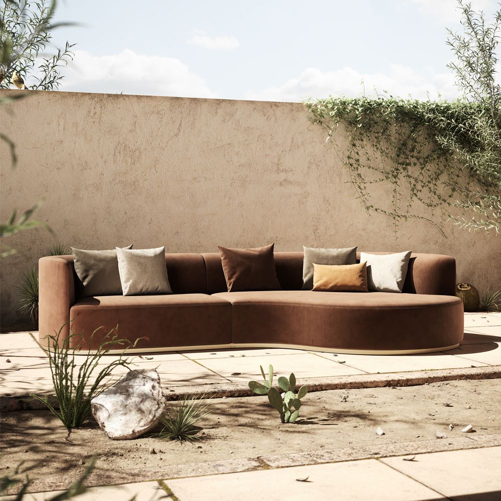Luxurious Domkapa brown velvet curved sofa