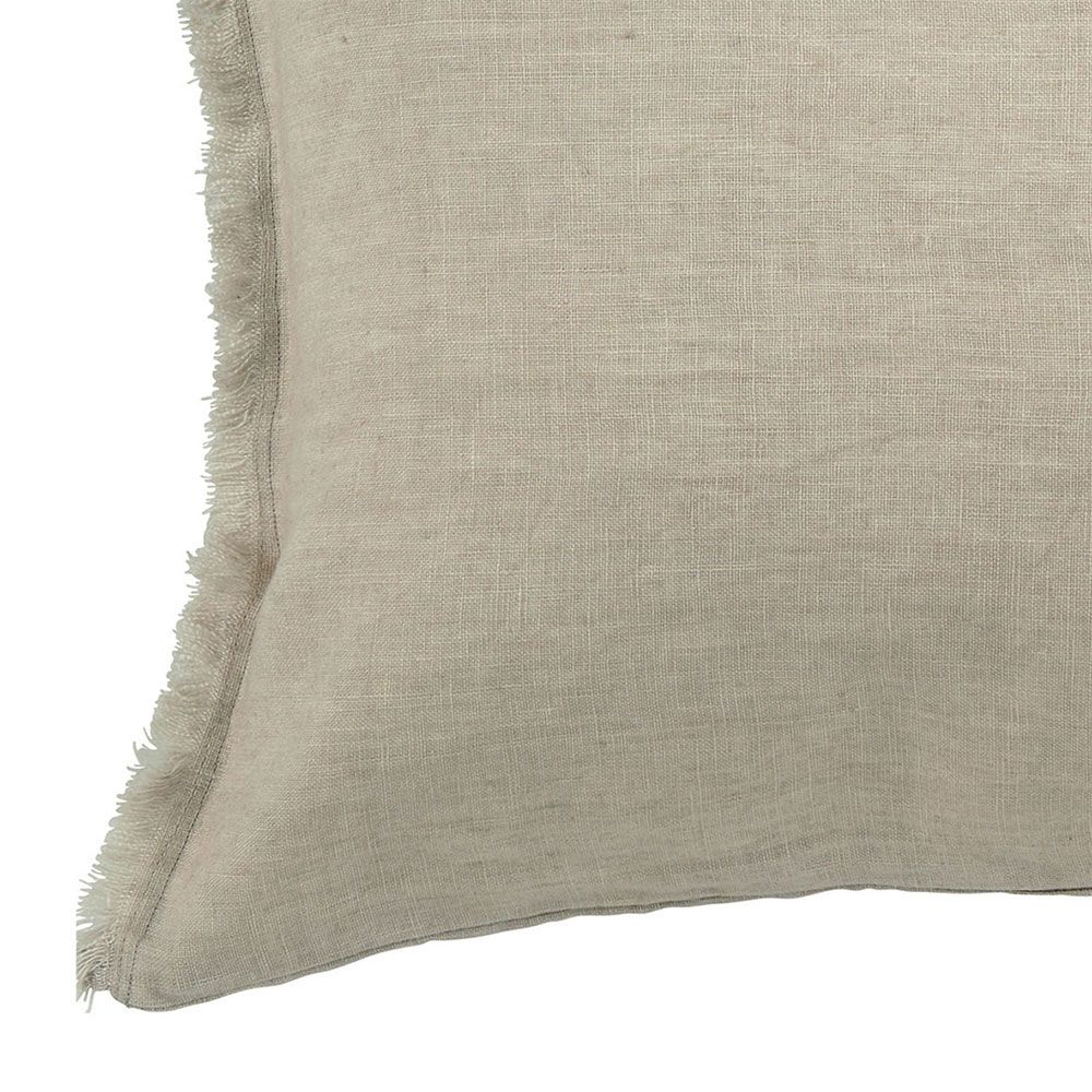 Lovely linen cushion with natural finish and fringed edges