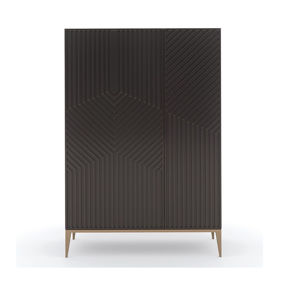 A luxury brown chest by Caracole with a champagne finish and an abundance of storage