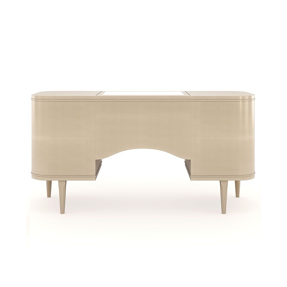 Captivating desk/ dressing table with inlay pattern design and wave accents