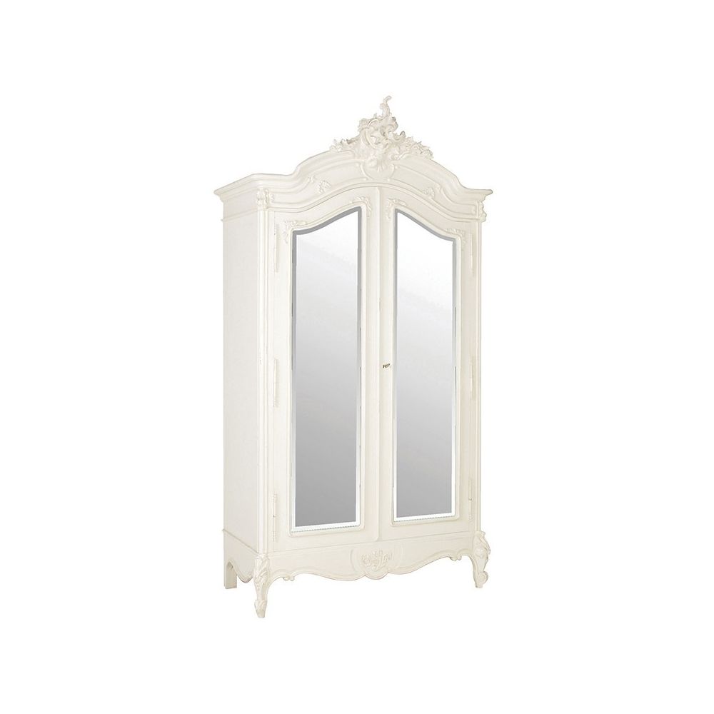 Classical White Mirrored Armoire