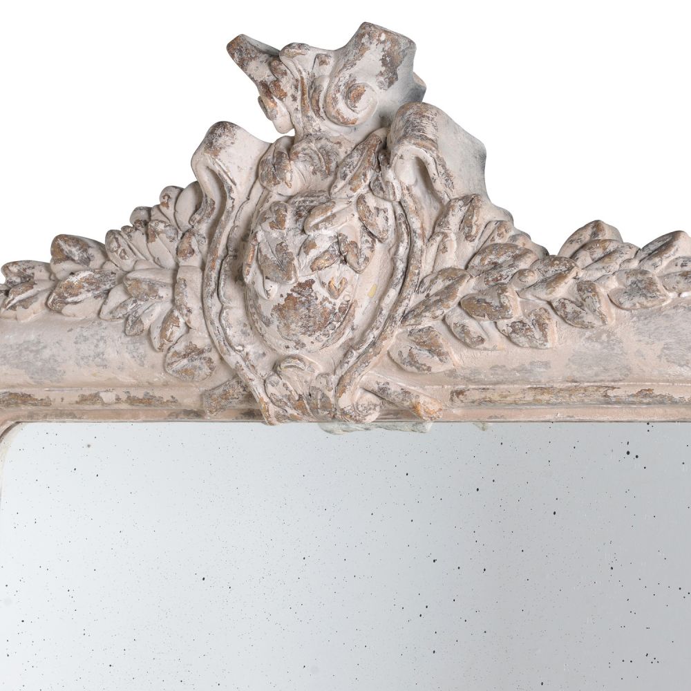 Classic french tall chic distressed crest mirror