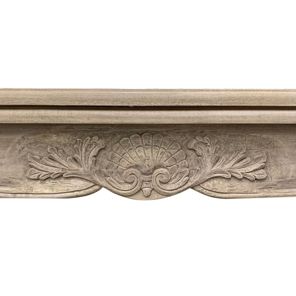 French-style dining table with parquet detailed surface and some imperfections