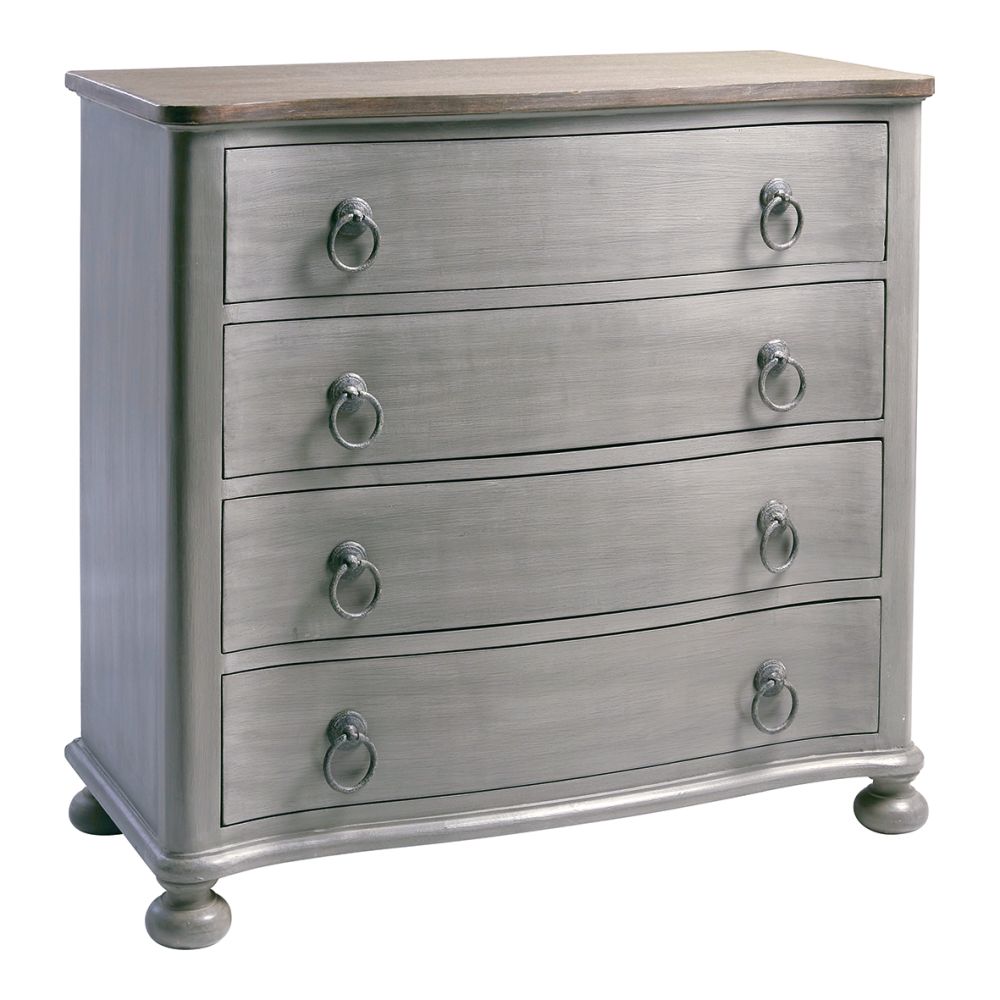 French grey wooden 4 drawer chest of drawers