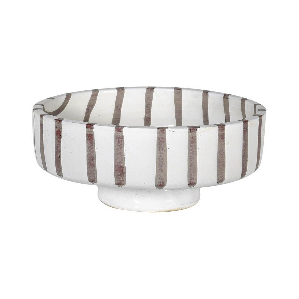 Timeless and sophisticated striped bowl with plinth base