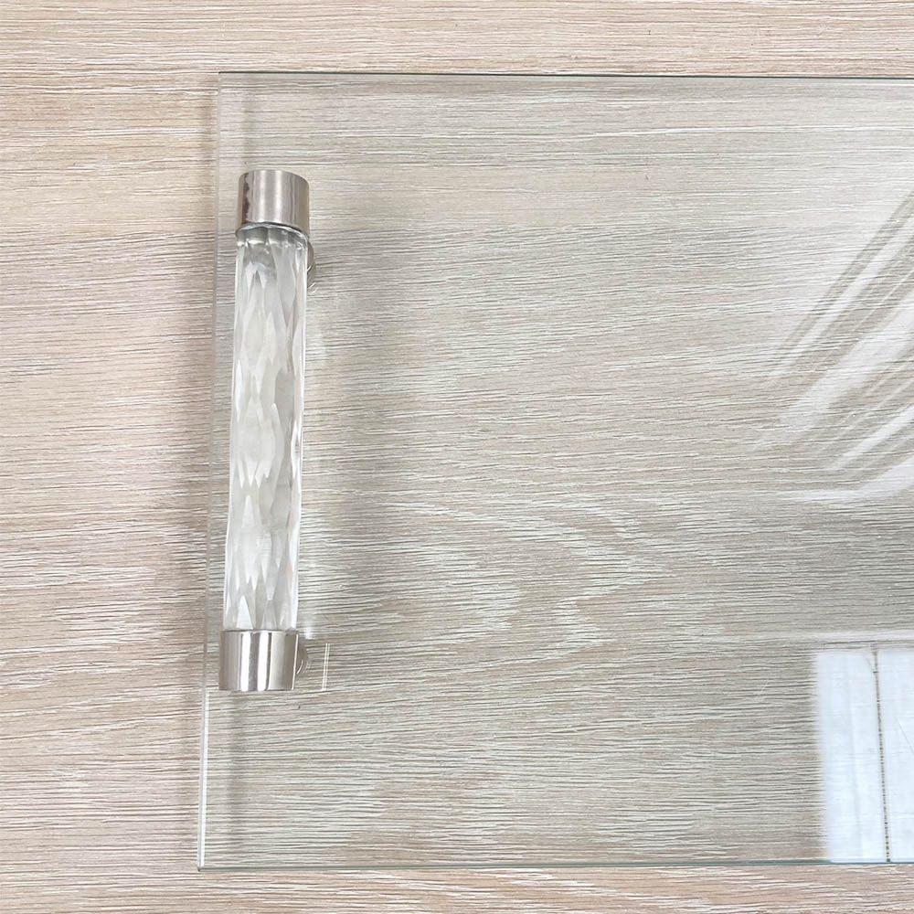 Elegant glass tray with crystal handles
