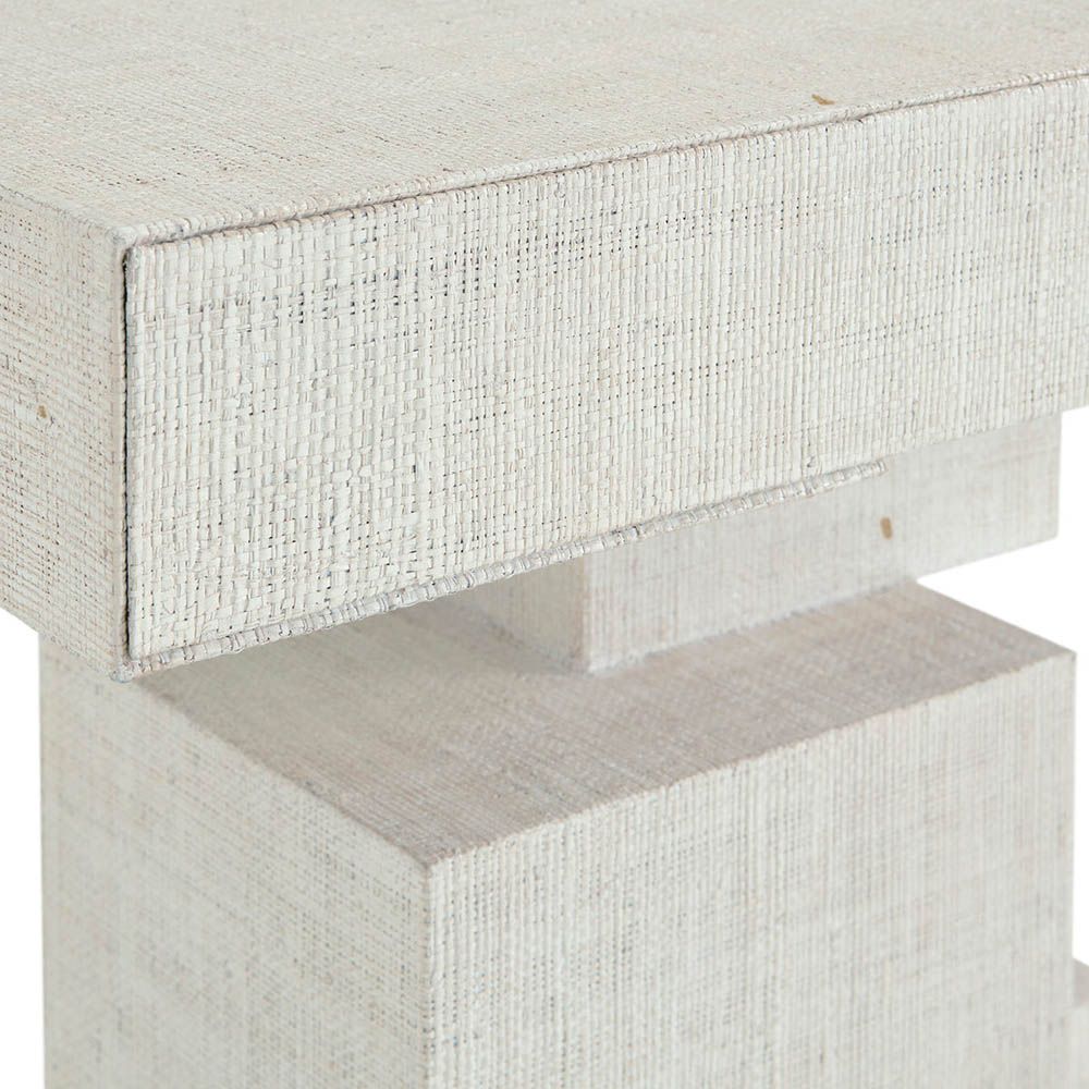 Gorgeously modern stacked cubist side table in ivory finish