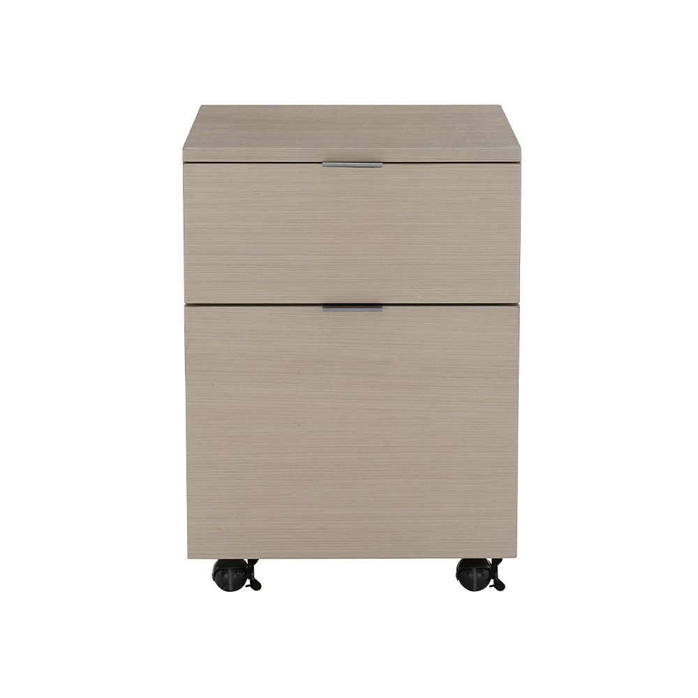 A luxury file cabinet by Bernhardt with two drawers and casters