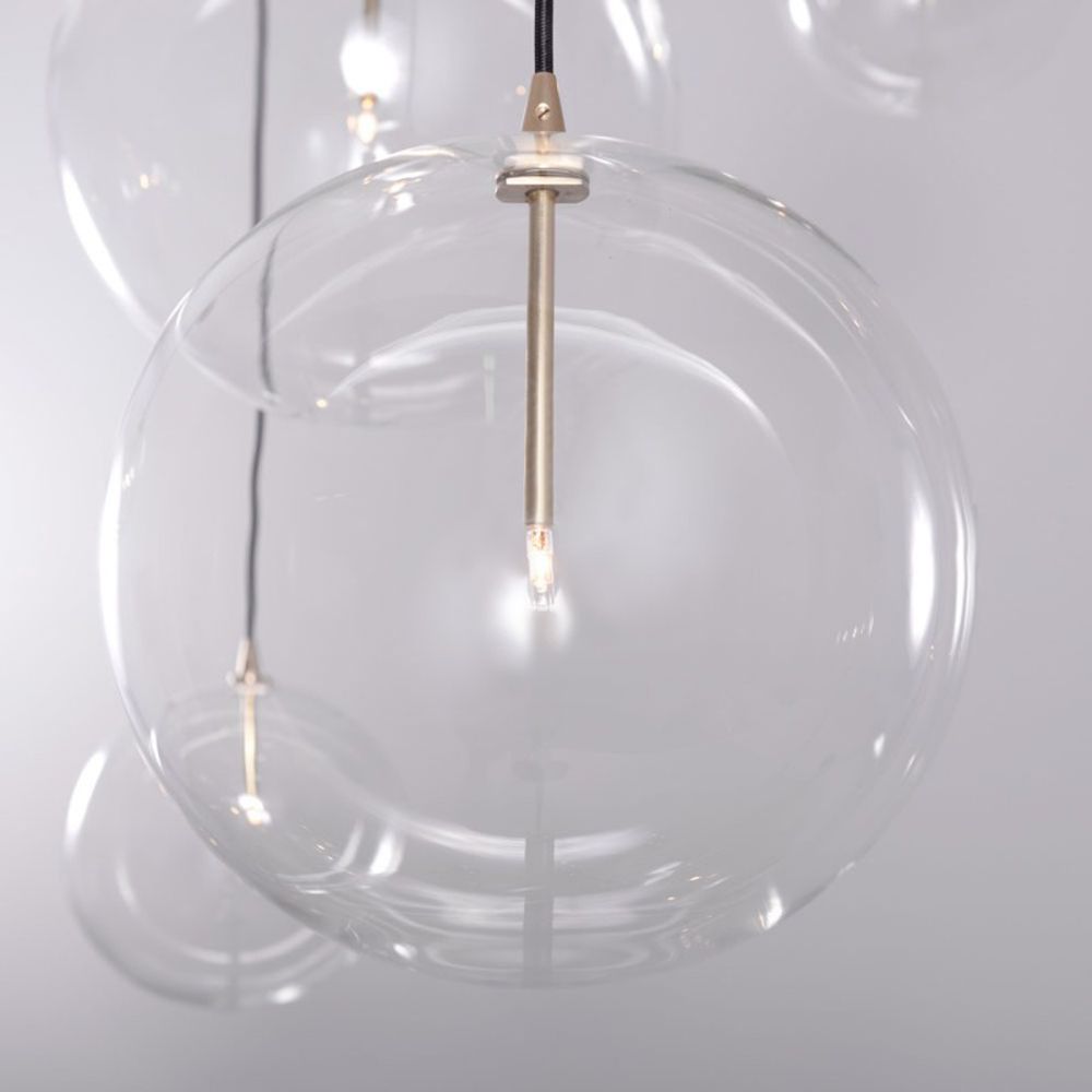 Industrial natural brass pendant light with clear glass sphere globe lampshade