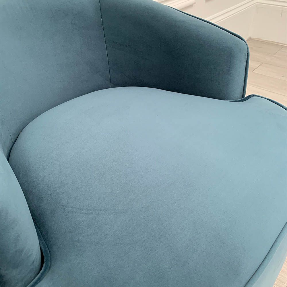 Beautiful dark blue velvet upholstered armchair