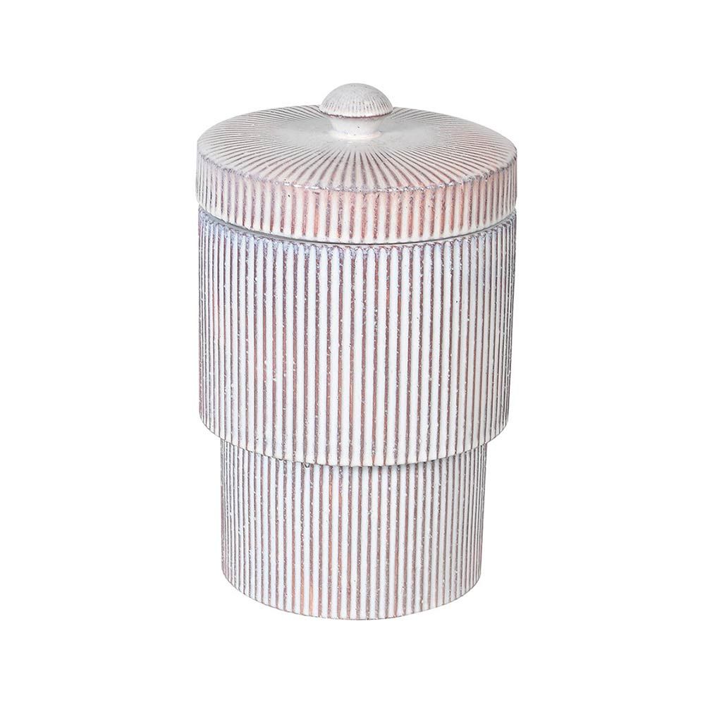 Charming striped jar with red tones
