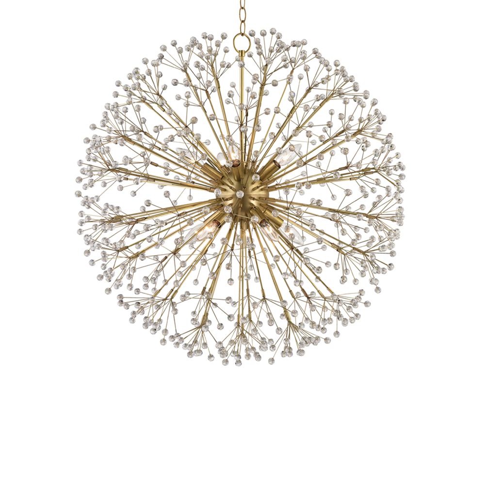 A sparkling and magical firework-style chandelier with crystal beads by Hudson Valley