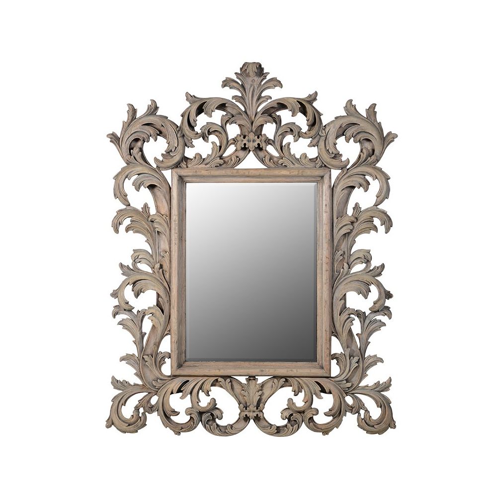 French-style, carved wood decorative mirror