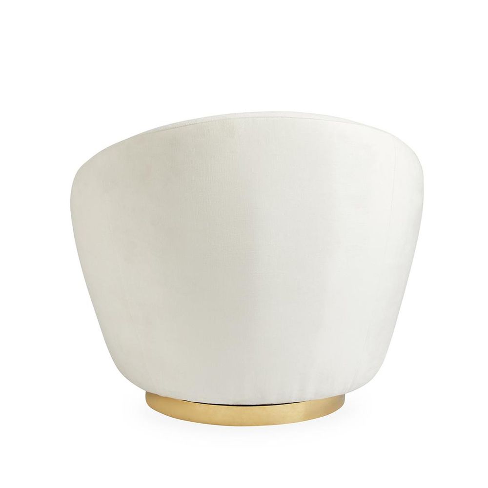 Jonathan Adler luxury white velvet swivel chair on brass base