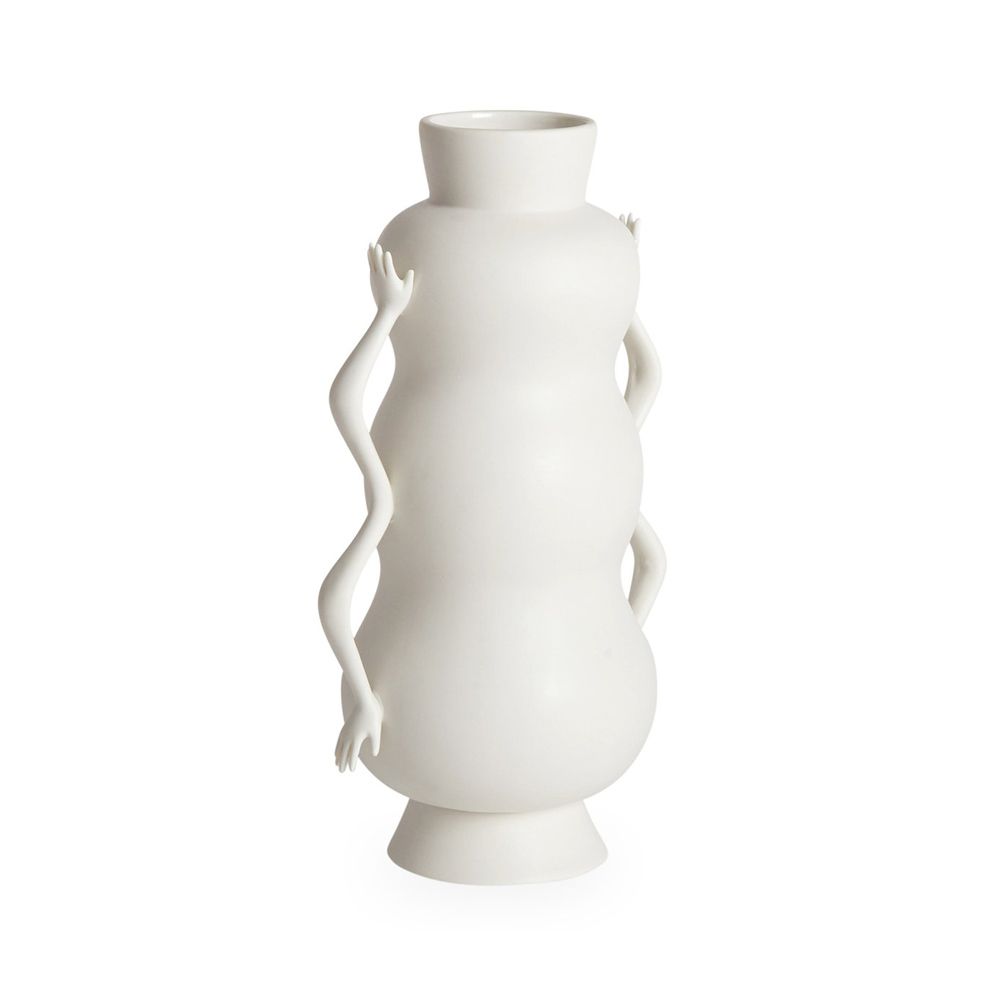 A luxurious white porcelain sculptural feminine vase 