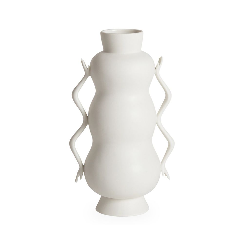 A luxurious white porcelain sculptural feminine vase 