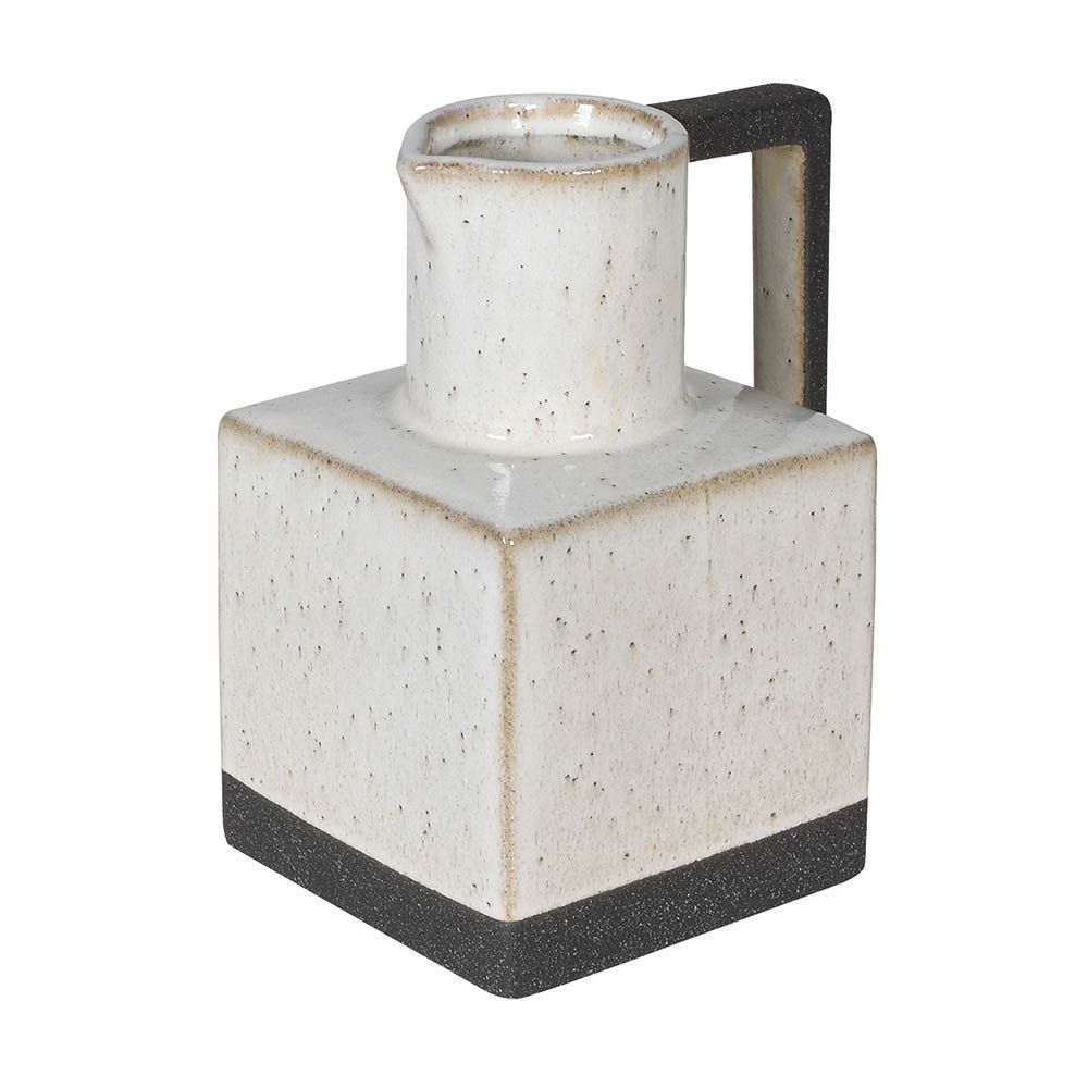 Cubist-inspired jug with speckled texture and grey/black accents