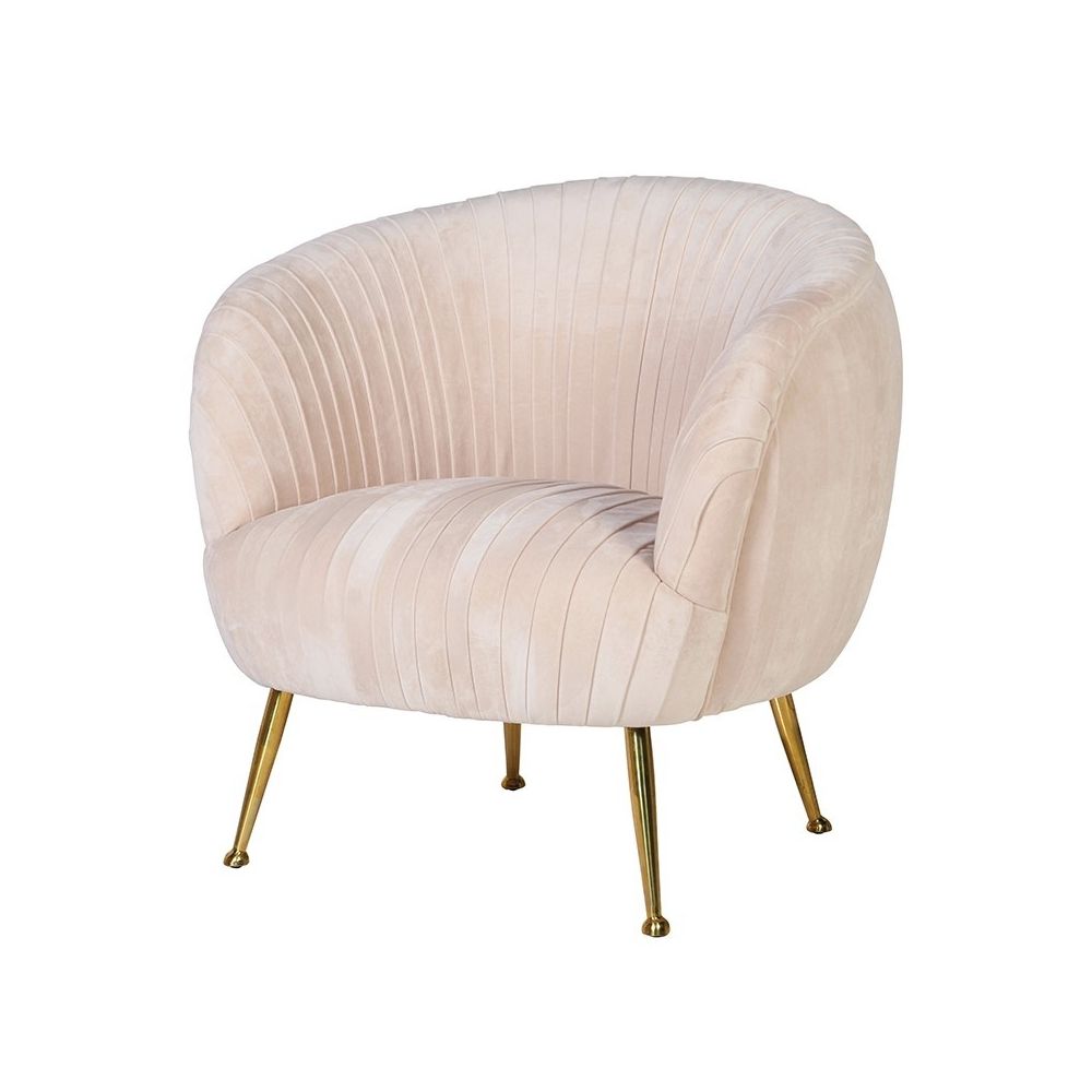 Pink velvet pleated armchair