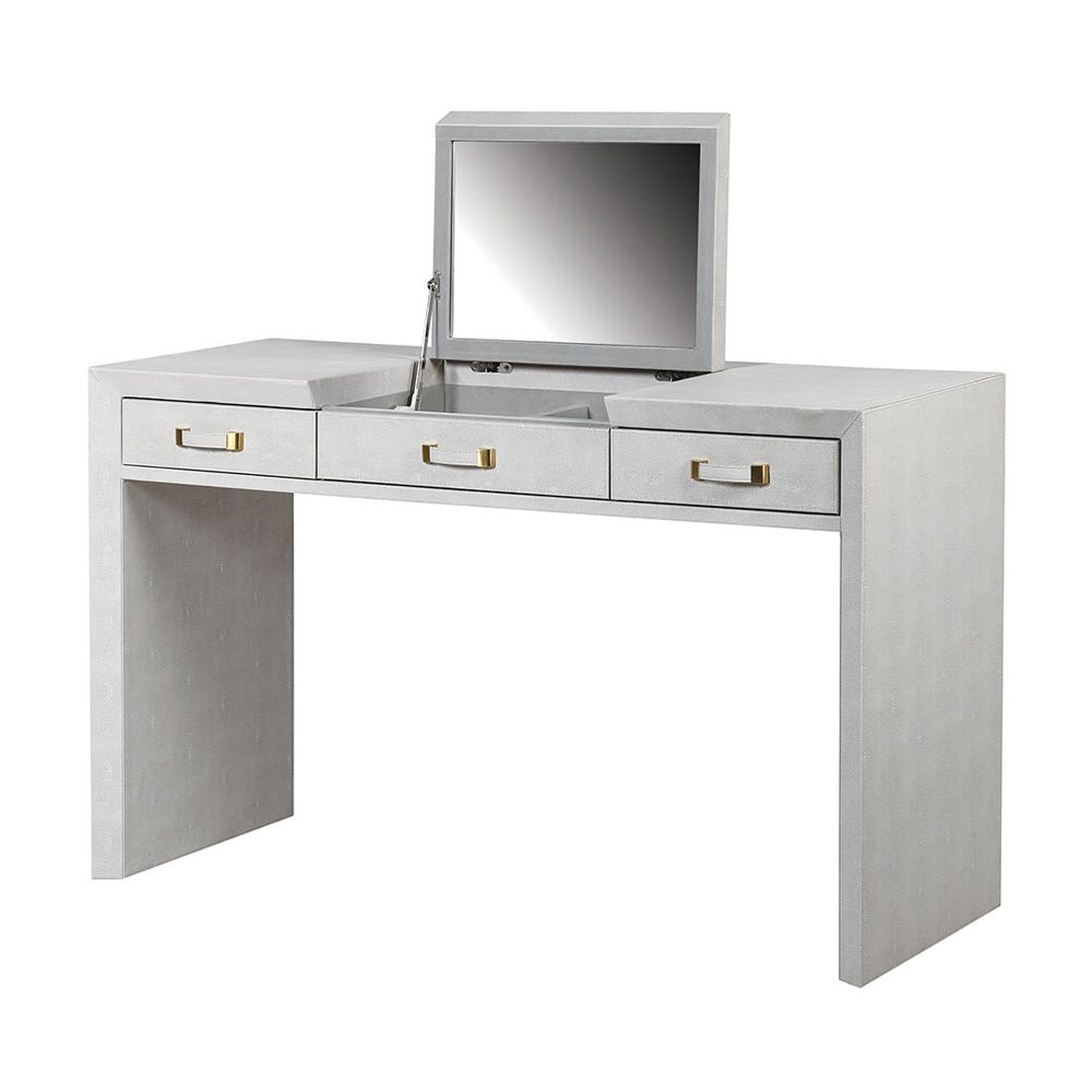 Luxurious contemporary faux shagreen dressing table with mirror