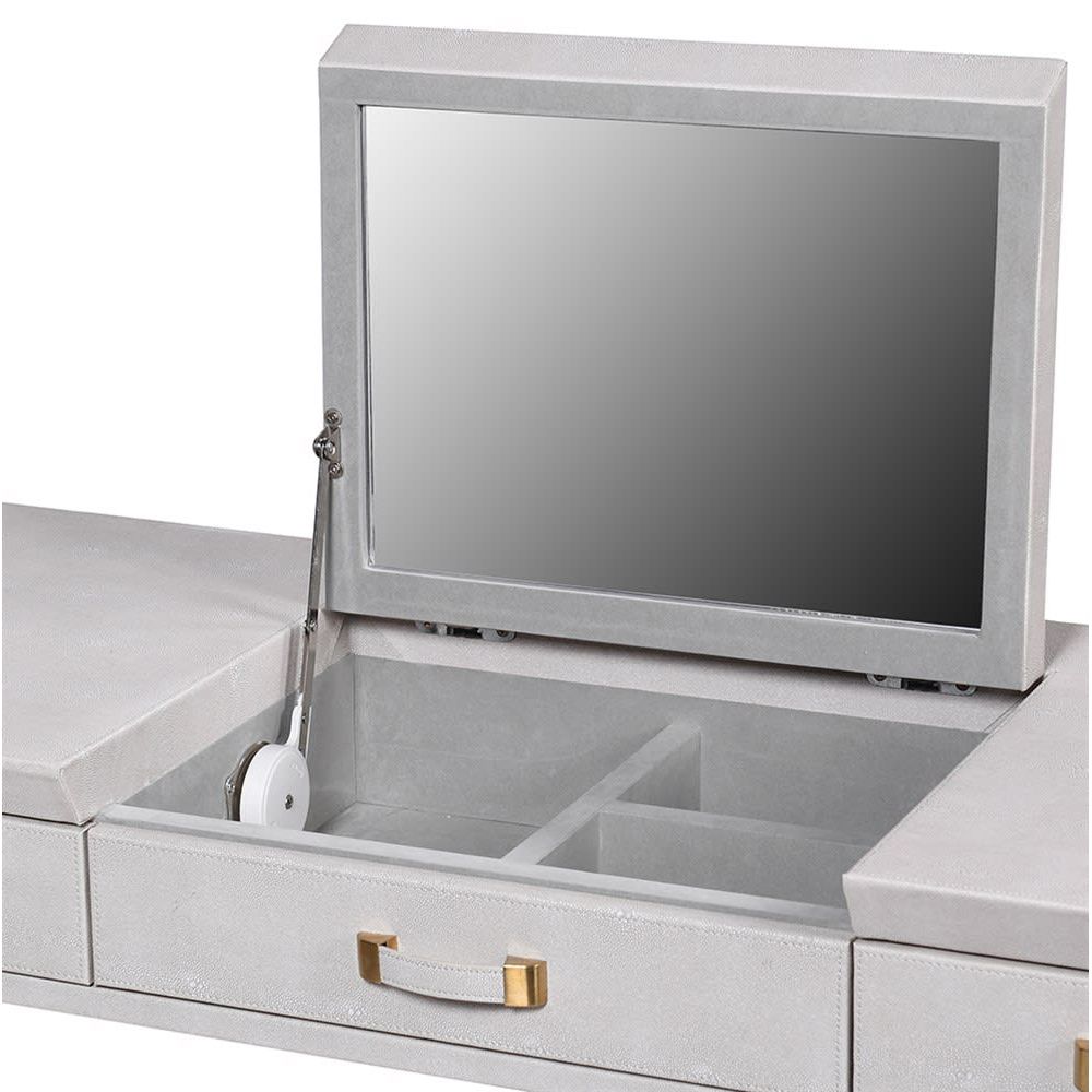 Luxurious contemporary faux shagreen dressing table with mirror