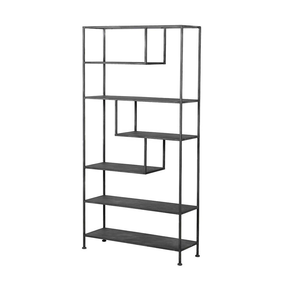 Abstract shelving unit with minimalist black frame