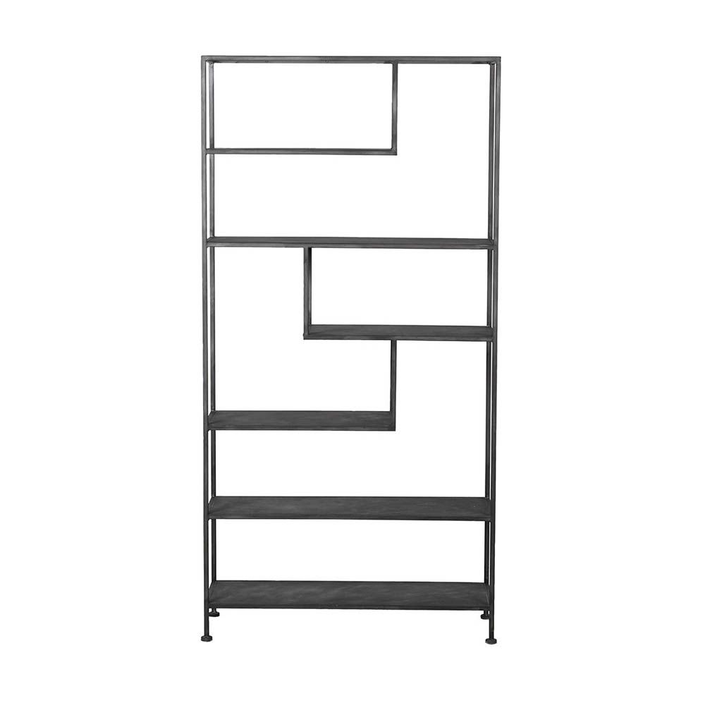 Abstract shelving unit with minimalist black frame