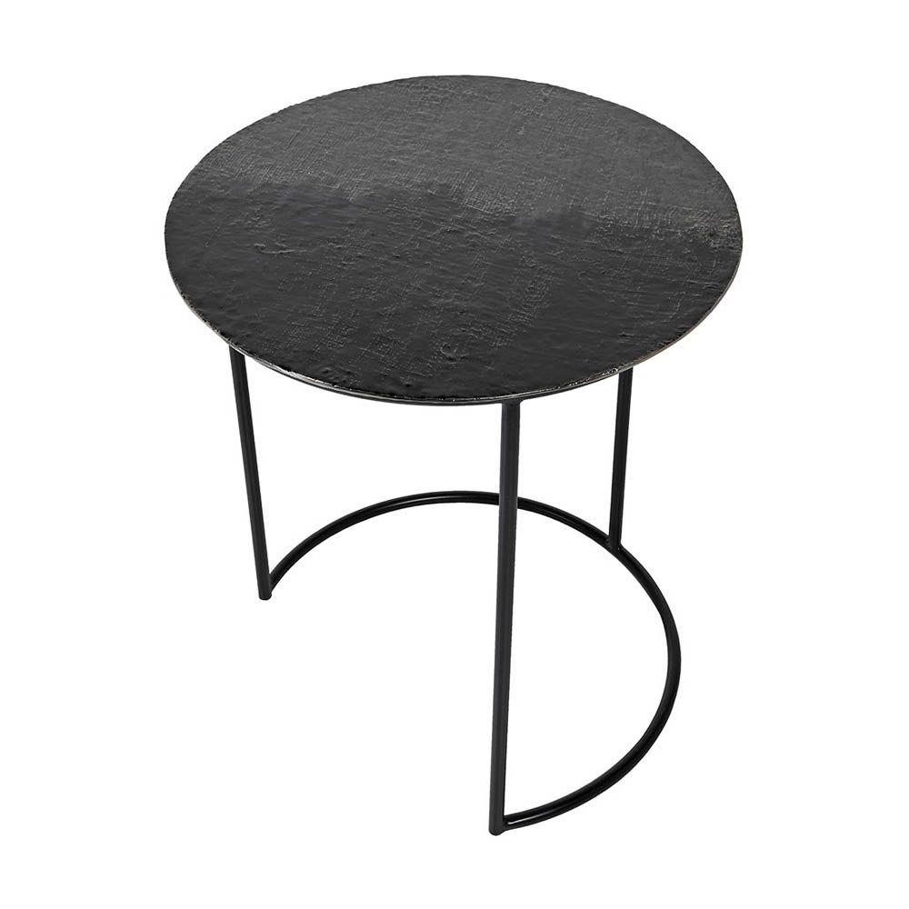 Set of two minimalist style round side tables