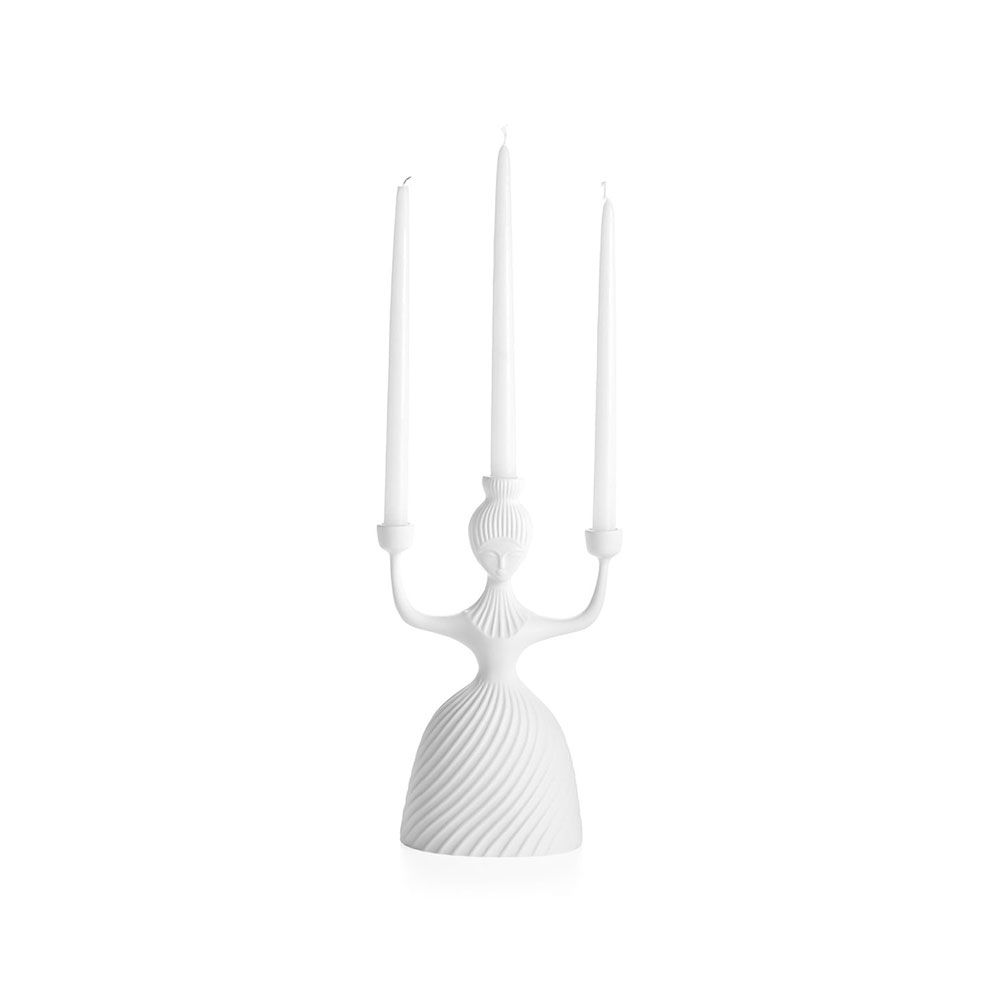 Captivating white porcelain candle holder with feminine form