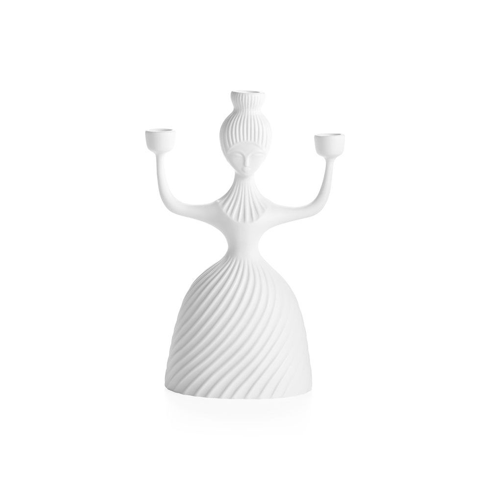 Captivating white porcelain candle holder with feminine form