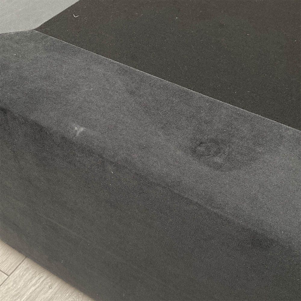 Marks on velvet on top of the divan, will be covered by a mattress
