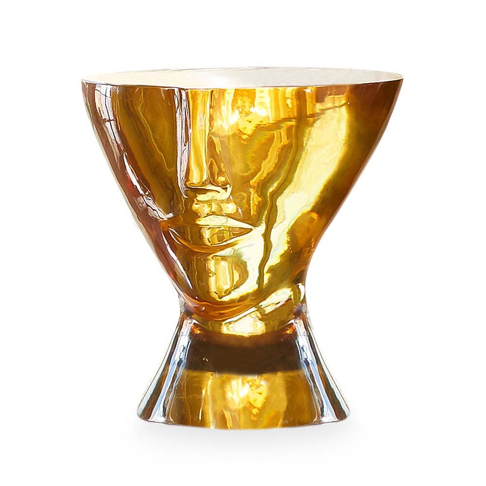 A sculptural hand-crafted brass pedestal table by Jonathan Adler 