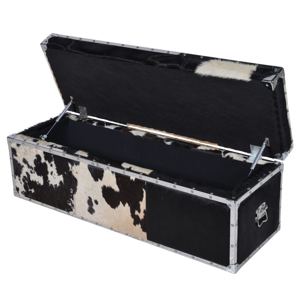 Luxury cowhide material storage trunk box