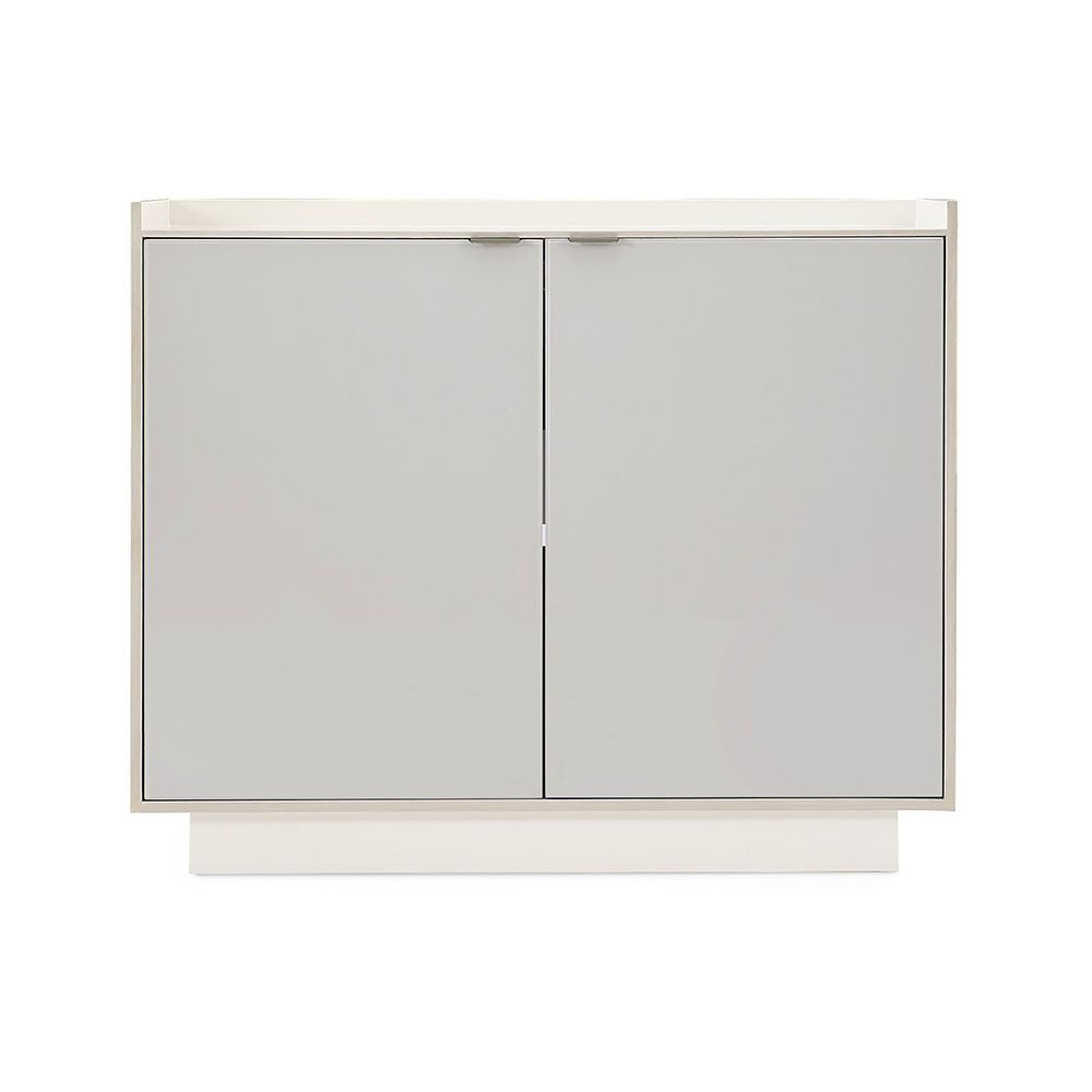 Gorgeously understated side cabinet with shelving and drawers for storage