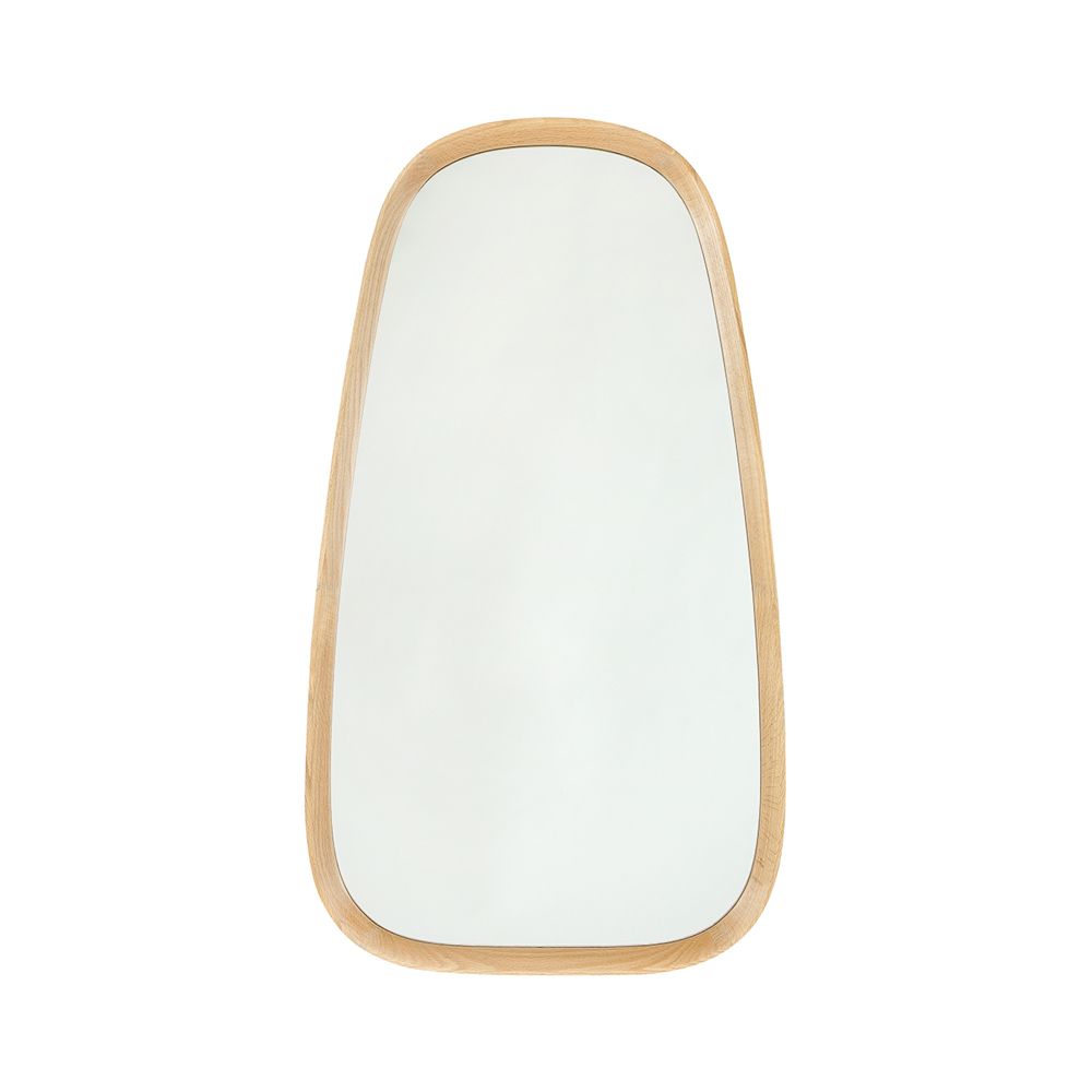 curved rectangular mirror with natural oak finish 